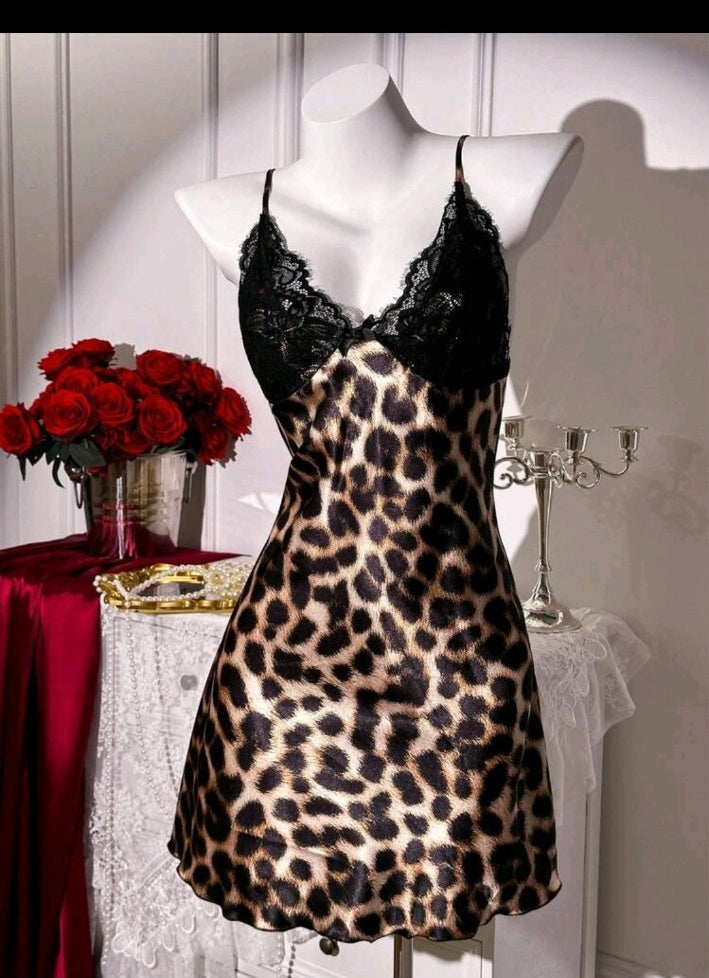 Leopard Luxe Satin Slip Dress