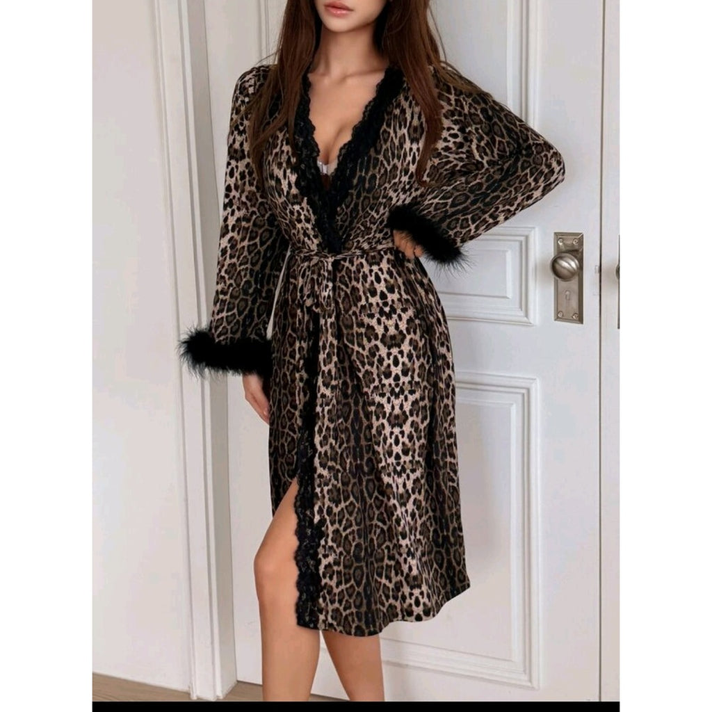 Velvet Wild Leopard Robe