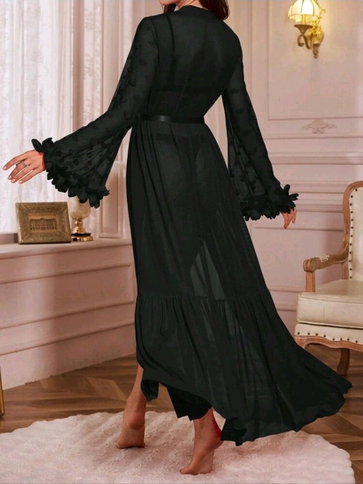 Midnight Bloom Sheer Robe